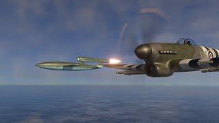 R.A.F Hawker Typhoon takes down V1 flying bomb (doodlebug) - Blender 3.3