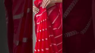 Red organza saree  #pujooutfit #festivewear #organzasaree #sareedraping #festivelook