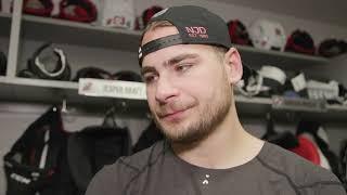 Meier, Hischier, Keefe Pre-Game at Dallas