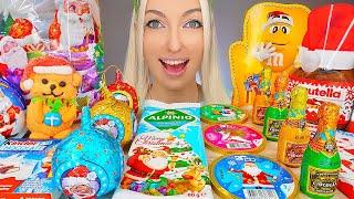 ASMR CHOCOLATE CHRISTMAS CANDY, NUTELLA, MILKA, M&Ms, MARSHMALLOW (DESSERT) MUKBANG, 크리스마스 달달한 음식 먹방