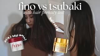 trying asia’s best hair masks | shiseido’s fino vs. tsubaki hair mask + hair porosity test