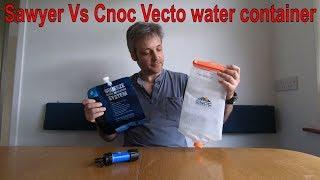 Cnoc Vecto review and comparison with Sawyer water pouch