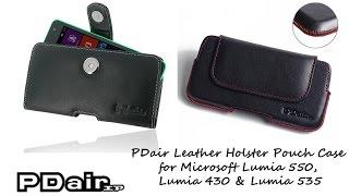 PDair Handmade Leather Pouch Holster Case for Microsoft Lumia 550, Lumia 430 and Lumia 535