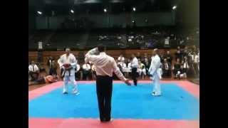 Glenn Hutchison VS Ashley Fleming GKR Karate World Cup 7 Men's Open Blackbelt Kumite.