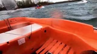 Safety Boat skills - Power boat rescue duty - Challenging weather at Maidenhead Sailing Club