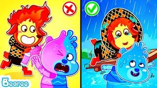  Water Bearee and Fire David Friendship | Don't Bully, Let's Help Each Other! | Bearee Kids Show