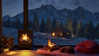 Cozy Winter Ambience for Reading with a Fireplace, Snowfall and Blizzard Sounds