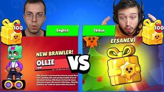 TÜRKÇE HESAP vs İNGİLİZCE HESAP ( 200 EFSANEVİ HEDİYE KUTUSU AÇTIK ) !!! - Brawl Stars