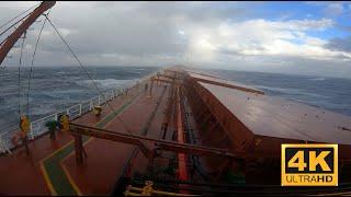 【4K HDR】Panamax Vessel VS Heavy Storm and Huge Waves At Mediterrenian Sea