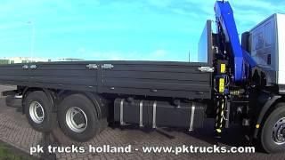 pktrucks Iveco Trakker AD380T38H 6x4 PM, crane cw flatbed