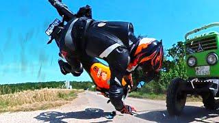 BIKER LAUNCHED INTO THE AIR - Crazy & Hectic Motorcycle Moments 2024