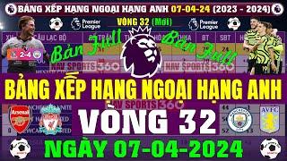 Bảng Xếp Hạng Ngoại Hạng Anh 2024 Mới Nhất Vòng 32, Ngày 7/4/2024 |  MC = Liverpool 70đ, Arsenal 71đ