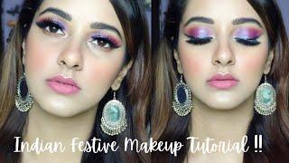 Indian Festive Makeup Tutorial | Lilac Eyes | Twilight QueenBee