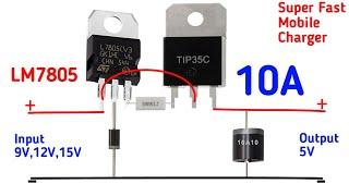 7805 Voltage Regulator Circuit / 15v,12v,9v to 5v 10A