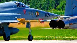 F-5 Tiger Pilots Synchronize Full Afterburner Takeoff [4K]