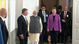 PM Modi and Danish PM Mette Frederiksen ahead of 2nd India-Nordic Summit, in Denmark