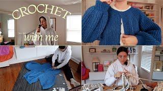 CROCHET WITH ME: making a sezane cardigan dupe, finishing wips, transitioning into spring