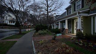 Winter Rain Walk Through American Neighborhoods | Nature Sounds for Sleep and Study