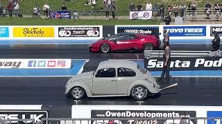 Santa Pod 2023 VW Beetle vs Lamborghini Huracan Performant