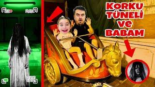 ELİF SİNEM VE BABASI GECE ZORLA KORKU TÜNELİNE GİRDİK !! BABAM ÇOK KORKTU !!