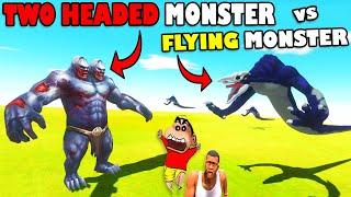 TWO HEADED MONSTER vs FLYING GHOST SHINCHAN and CHOP in ANIMAL REVOLT BATTLE SIMULATOR