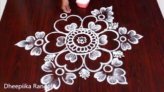 Beautifull flower Rangoli Design with 5x3 Dots| saravana masam muggulu| New kolams | Friday kolams
