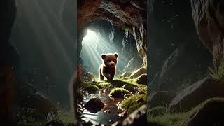 Curious Bear Cub in a Magical Cave  #BearCub #MysteriousCave #NatureMagic #Wildlife #Curiosity