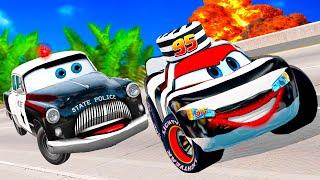 Lightning McQueen the CRIMINAL vs POLICE Pixar cars  in  BeamNG.drive