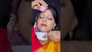 Saraswati Puja makeup yellow saree ️ #ytshorts #short #shorts