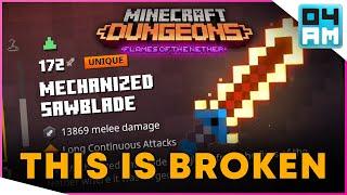 SAWBLADES ARE BROKEN AND OP - New Weapon in Flames of The Nether DLC in Minecraft Dungeons