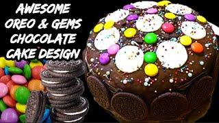 Oreo and gems chocolate cake design | cake decoration in 5 mins | केक डेकोरेशन | birthday cake idea