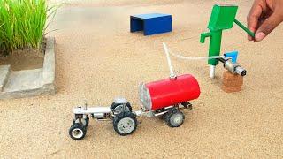 diy tractor mini hand pump water  tanker science project ||@KeepVilla