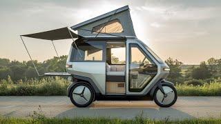 "Nomadic Future: Single-Wheeled Camper Motorcycle"