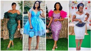 LACE SHORT GOWN STYLES/KNEE LENGTH LACE STYLES#wedding #trending #asoebistyles #elegant #fashion