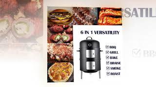 Realcook Vertical 17 Inch Steel Charcoal Smoker