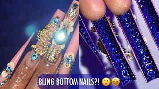 Blue Birthday Freestyle Nails  | Bling/ Crystal Bottoms Nail Tutorial | Watch Me Work