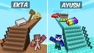 Ekta NOOB vs Ayush PRO Bridge Survival Battle MINECRAFT (Hindi) 