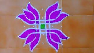 Latest Lotus flower Rangoli kolam with 5×5 dots From Thiru Aarooran kolangal