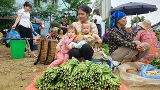 Warmth when mother and child are together and harvest upland Vegetables to sell - Single girl