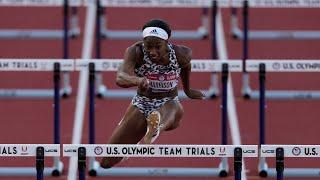 Keni Harrison wins 100m hurdles 12.47 US Trials 2021.