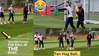 Crazy !! Erik ten Hag teaching Luke Shaw and Lindelof during Man United Carrington training