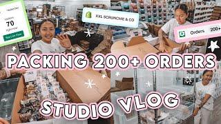 STUDIO VLOG #110 | PACKAGING ORDERS | Before, During, After Launch 200+ XXL Scrunchie Orders 