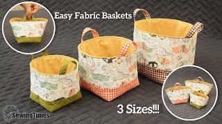 EASY DIY STORAGE BOX | Fabric Basket Tutorial in 3 Sizes [sewingtimes]