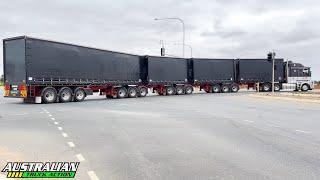 Kenworth K200 B-Quad road train turning