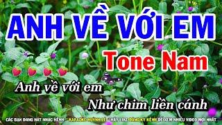 Karaoke Anh Về Với Em - Tone Nam Nhạc Sống Mới | Huỳnh Lê