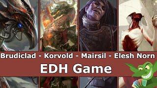 Brudiclad vs Korvold vs Mairsil vs Elesh Norn EDH / CMDR game play for Magic: The Gathering