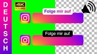 2 Instagram-Buttons Deutsch GreenScreen, Transparenter | "Folge mir auf" | 4K Kostenlos