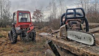 Трактор Т25 в парі з бензопилою STIHL 180! Дрова в селі потрібні завжди!