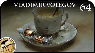How I paint porcelain coffee cup and shiny candy wrapper. Art by Vladimir Volegov