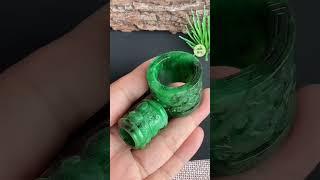 翡翠玉器滿綠龍鳳雕玉扳指及路路通 有品味特色 顔色真辣值得擁有$6,980